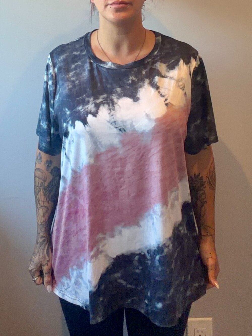 Shein Curve 2XL Womens‎ T Shirt Tie Dye Round Neck Short Sleeves